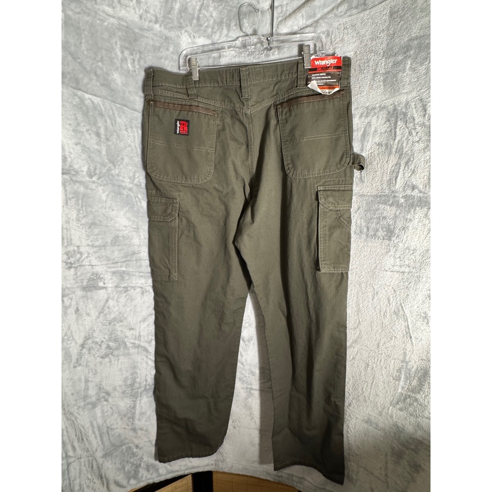Wrangler Riggs Workwear Mens Ranger Cargo Pants Olive Ripstop 38x34 NEW NWT - Picture 2 of 13